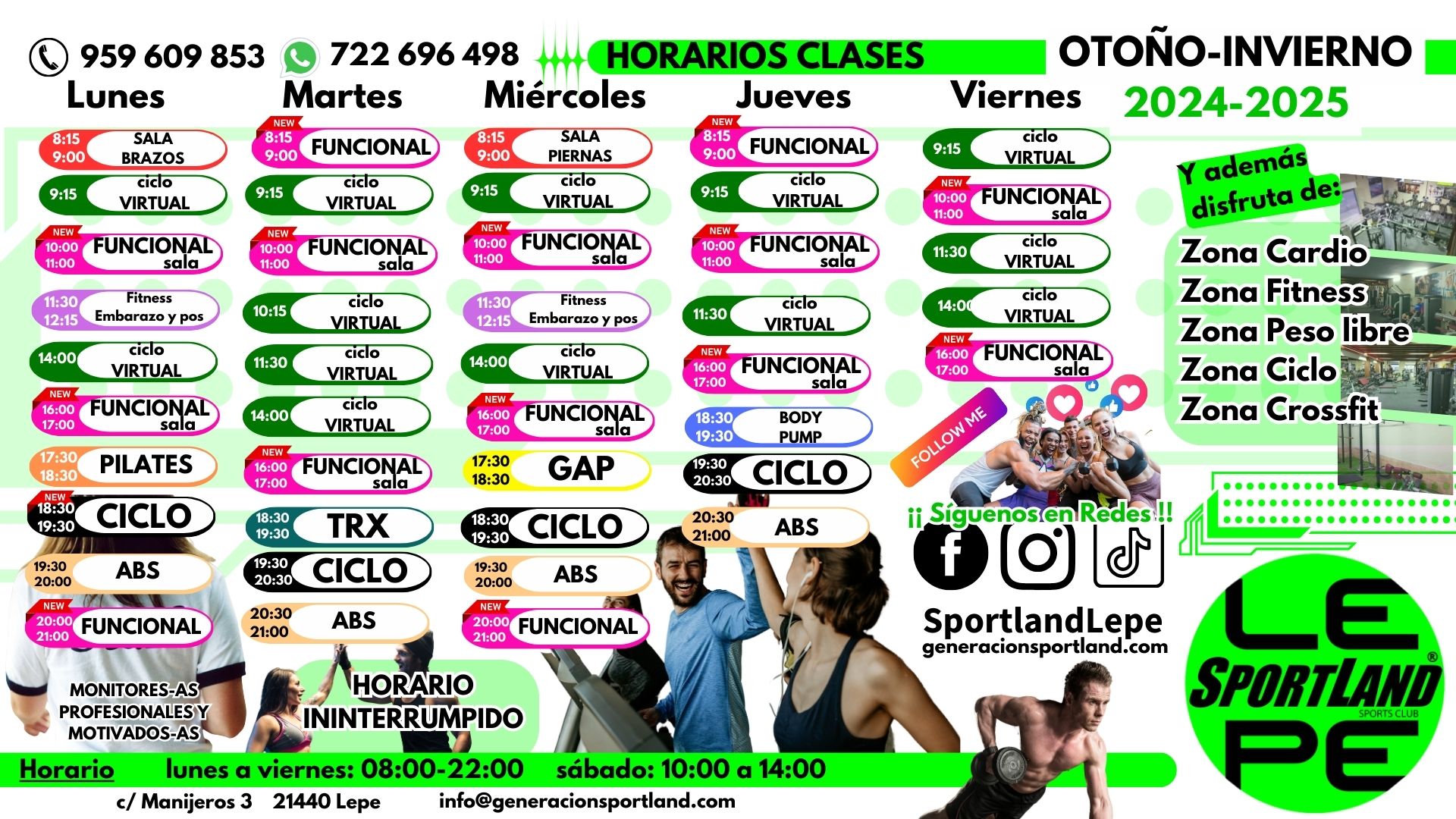 Imagen de Disfruta del NUEVO HORARIO OTOÑO-INVIERNO 24-25 en SPORTLAND LEPE